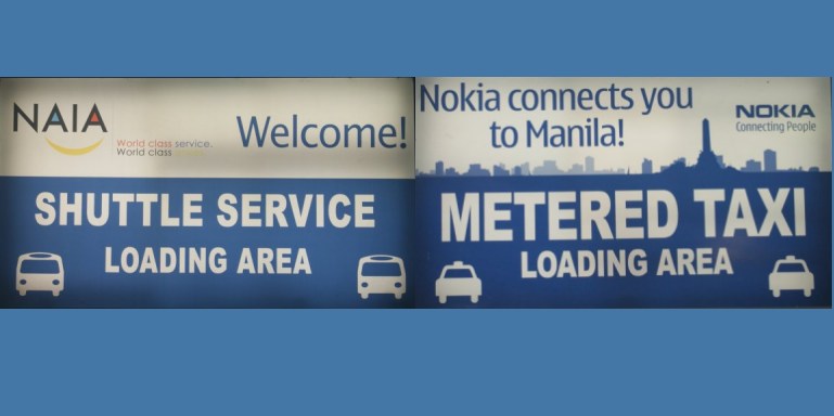 Taxis and shuttle bus